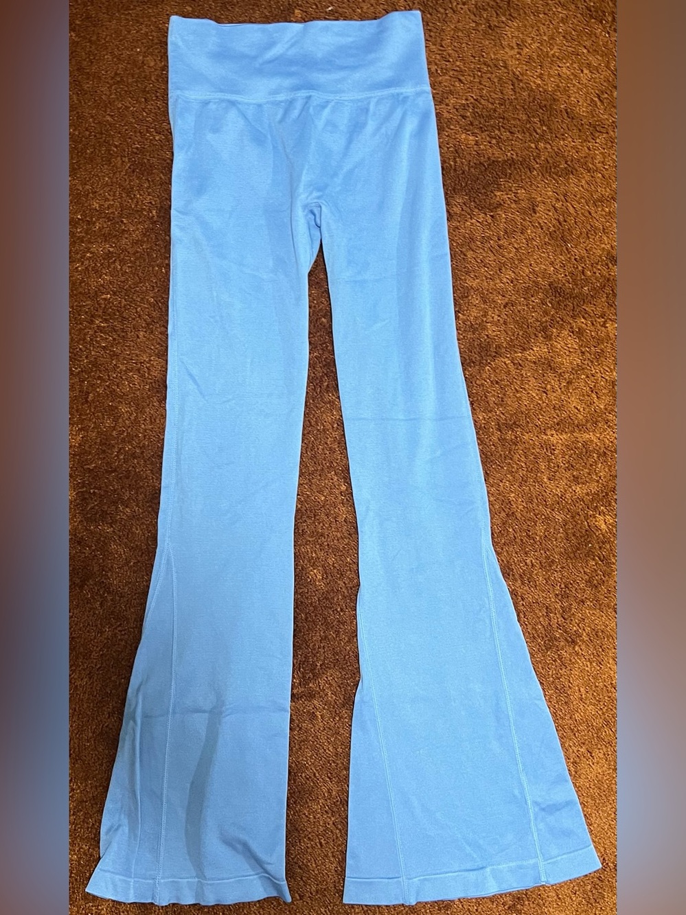 Aura Blue Leggings with Gold Logo Print